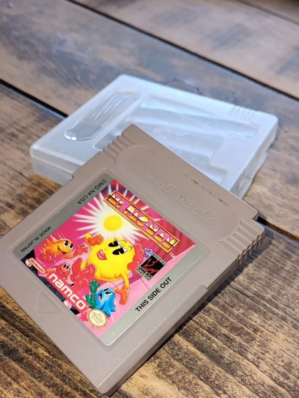 Nintendo Game Boy Gray Cartridge with Colorful MISS Pac-Man GAME